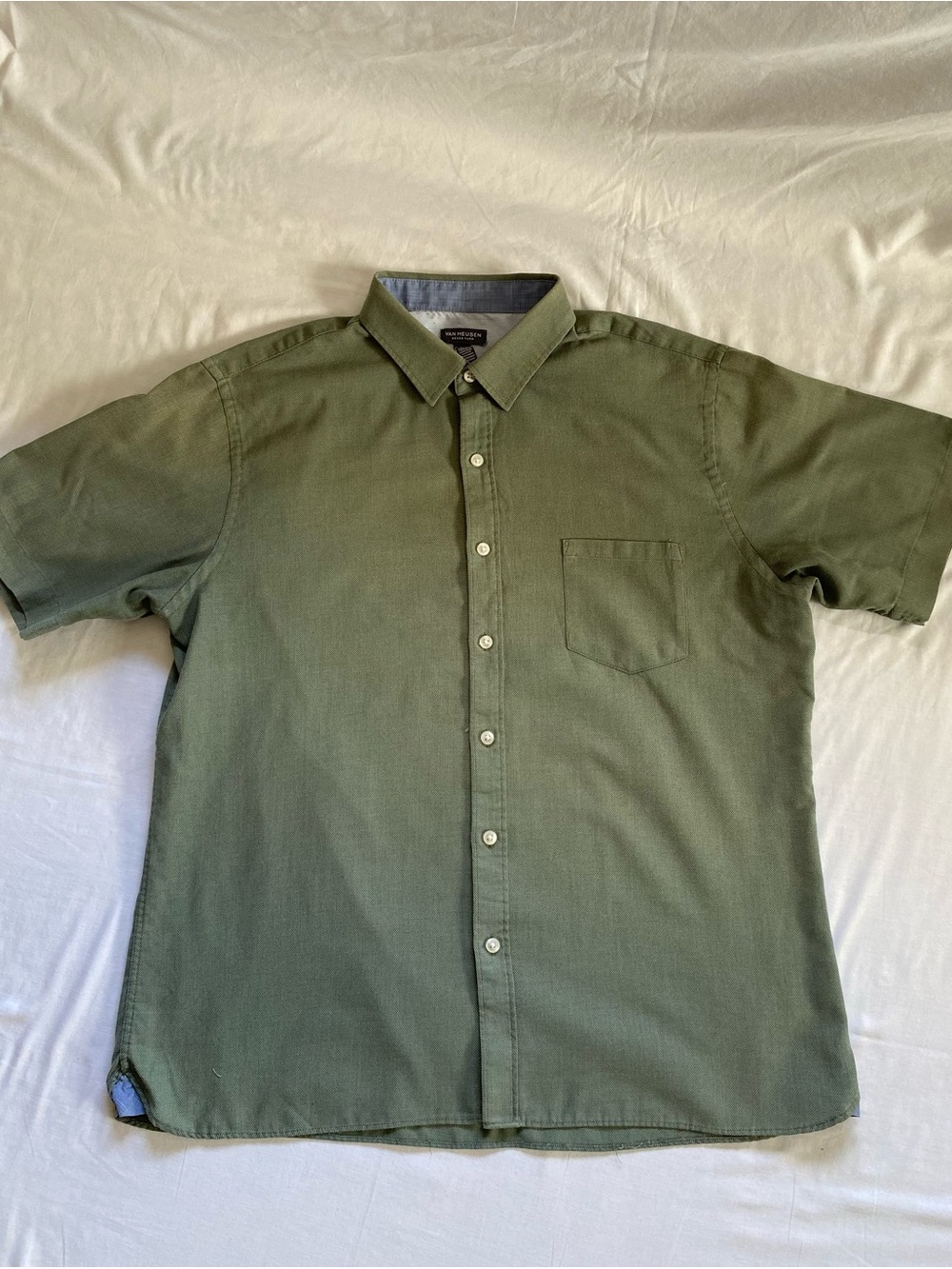 Van Heusen Olive Green Short-Sleeve Button Down Shirt